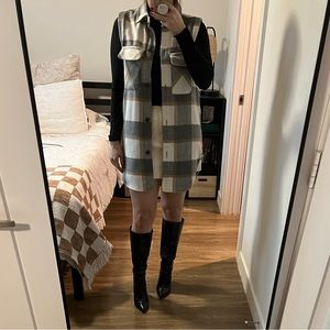 c’isa Fleece Plaid Long Vest